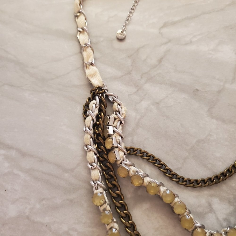 ✨ Chico's Rhinestones Crystal Ribbon Multi Chain Necklace ✨ - Picture 6 of 12